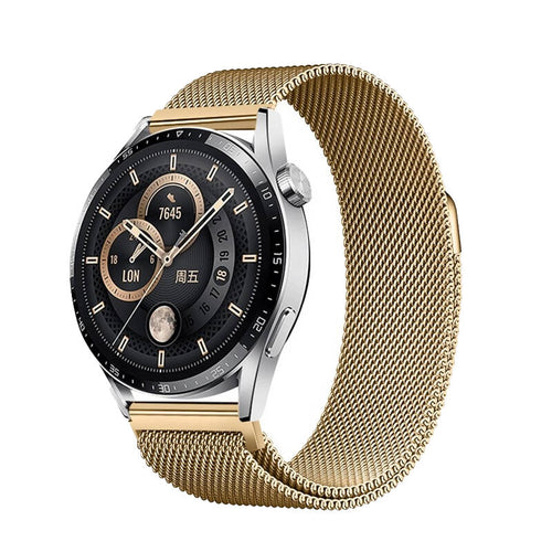 Huawei GT2 42mm Zore Band-12 20mm Metal Hasır Kordon - Gold