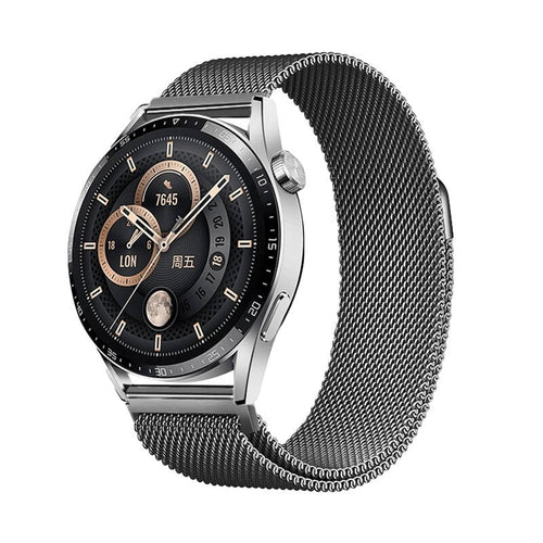 Huawei GT2 42mm Zore Band-12 20mm Metal Hasır Kordon - Gri
