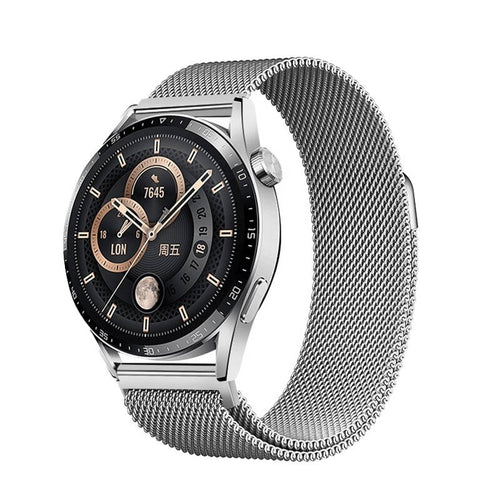 Huawei GT2 42mm Zore Band-12 20mm Metal Hasır Kordon - Gümüş