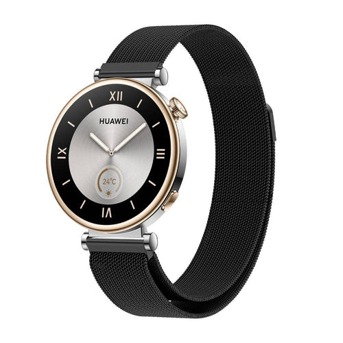 Huawei GT4 41mm Zore KRD-01 18mm Metal Hasır Kordon - Siyah