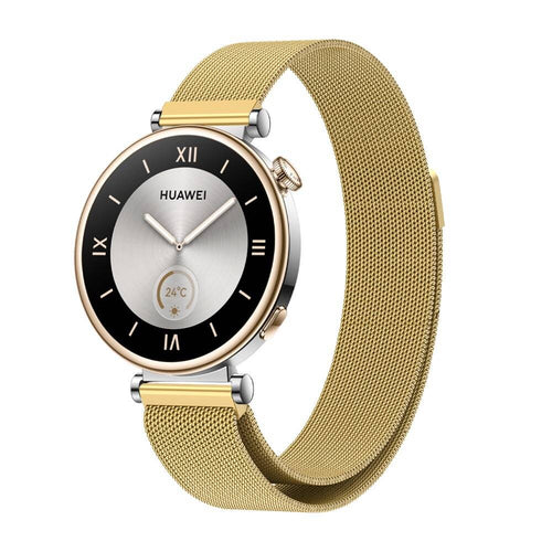 Huawei GT4 41mm Zore KRD-01 18mm Metal Hasır Kordon - Gold