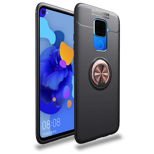 Huawei Mate 30 Lite Kılıf Zore Ravel Silikon Kılıf - Siyah-Rose Gold