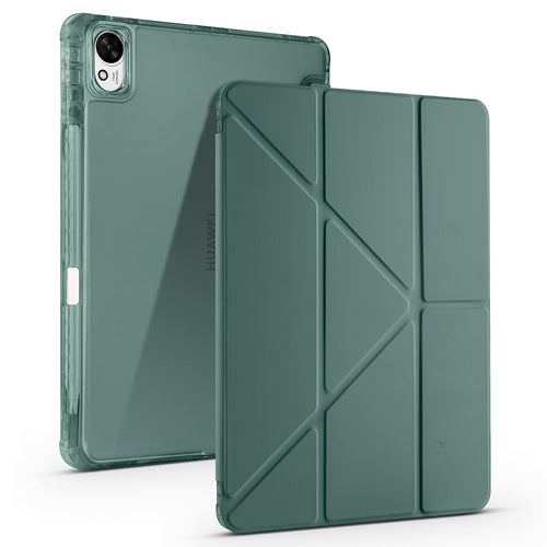 Huawei Matepad 11.5 2025 Kılıf Zore Tri Folding Kalem Bölmeli Standlı Kılıf - Koyu Yeşil