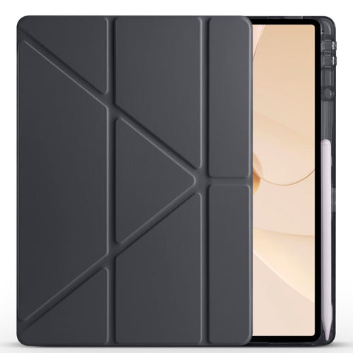 Huawei Matepad 12X Kılıf Zore Tri Folding Kalem Bölmeli Standlı Kılıf - Siyah