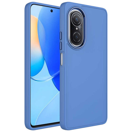 Huawei Nova 9 SE Kılıf Metal Çerçeve ve Buton Tasarımlı Silikon Zore Luna Kılıf - Lavendery Gray