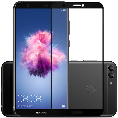 Huawei P Smart Zore Kenarları Kırılmaya Dayanıklı Cam Ekran Koruyucu - Siyah