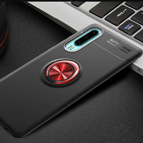 Huawei P30 Kılıf Zore Ravel Silikon Kılıf - Siyah-Kırmızı