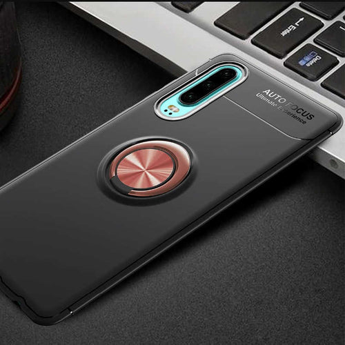 Huawei P30 Kılıf Zore Ravel Silikon Kılıf - Siyah-Rose Gold