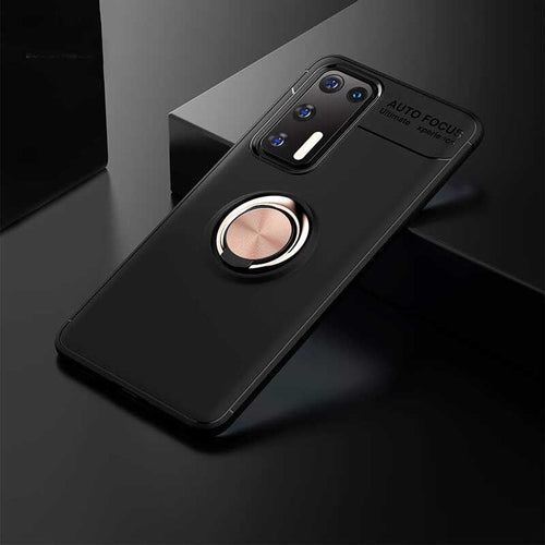 Huawei P40 Kılıf Zore Ravel Silikon Kılıf - Siyah-Rose Gold