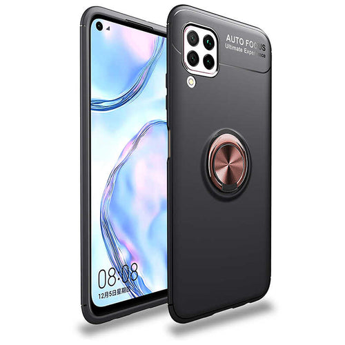 Huawei P40 Lite Kılıf Zore Ravel Silikon Kılıf - Siyah-Rose Gold