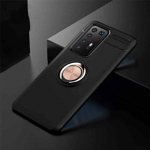 Huawei P40 Pro Kılıf Zore Ravel Silikon Kılıf - Siyah-Rose Gold