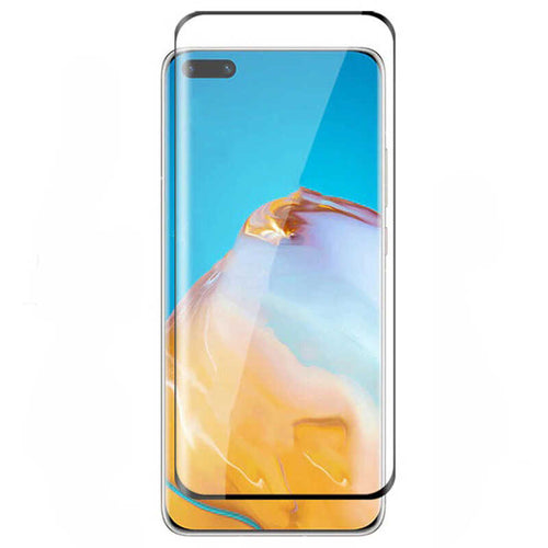 Huawei P40 Zore Kenarları Kırılmaya Dayanıklı Cam Ekran Koruyucu - Siyah