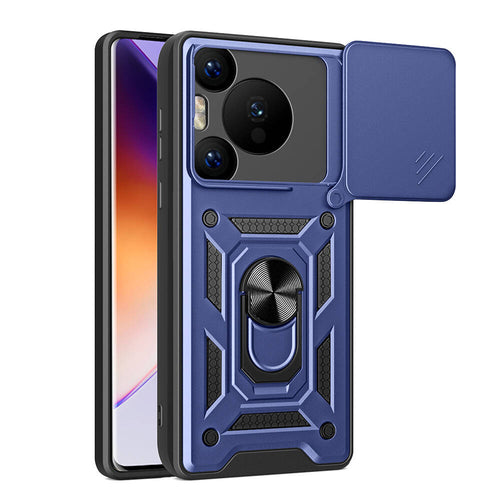 Huawei Pura 70 Pro 5G Kılıf Magnetik Standlı Kamera Korumalı Zore Sürgülü Vega Kılıf - Mavi