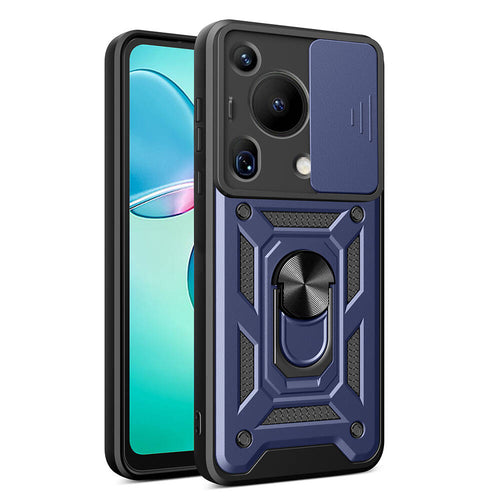 Huawei Pura 70 Ultra Kılıf Magnetik Standlı Kamera Korumalı Zore Sürgülü Vega Kılıf - Mavi