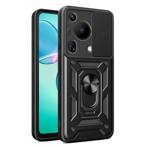Huawei Pura 70 Ultra Kılıf Magnetik Standlı Kamera Korumalı Zore Sürgülü Vega Kılıf - Siyah