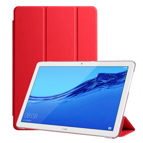 Huawei T5 10 inc Zore Smart Cover Standlı 1-1 Kılıf - Kırmızı