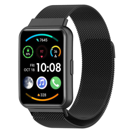 Huawei Watch Fit 2 Zore KRD-01 Metal Kordon - Siyah