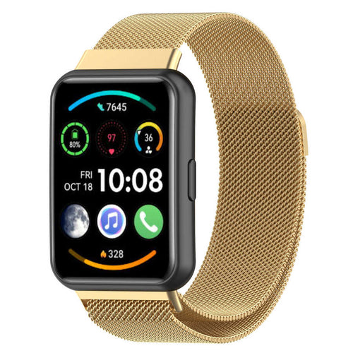 Huawei Watch Fit 2 Zore KRD-01 Metal Kordon - Gold