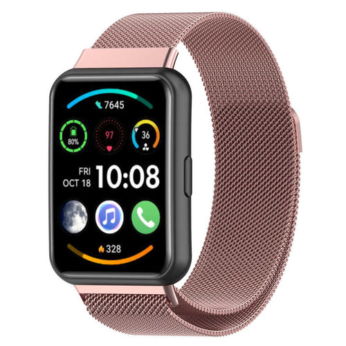 Huawei Watch Fit 2 Zore KRD-01 Metal Kordon - Pembe