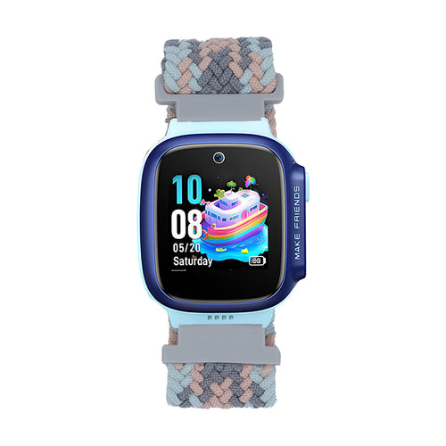 Huawei Watch GT 5 Pro 42mm Zore KRD-139 Çocuklara Özel Örgü Kordon - Gri-Pembe
