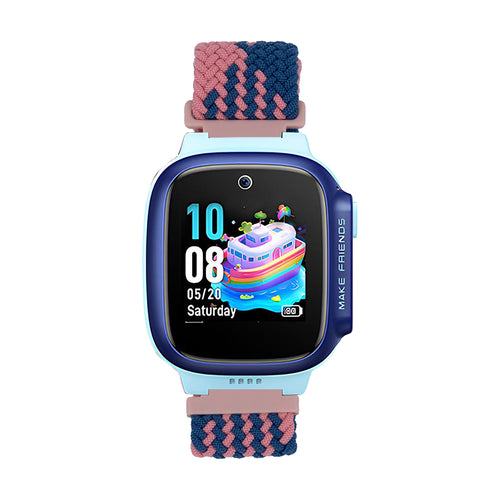 Huawei Watch GT 5 Pro 42mm Zore KRD-139 Çocuklara Özel Örgü Kordon - Pembe-Mavi