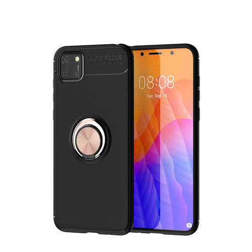 Huawei Y5P Kılıf Zore Ravel Silikon Kılıf - Siyah-Rose Gold