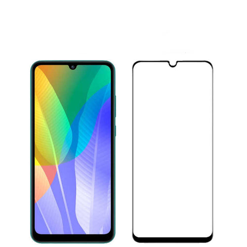 Huawei Y6P Zore Kenarları Kırılmaya Dayanıklı Cam Ekran Koruyucu - Siyah