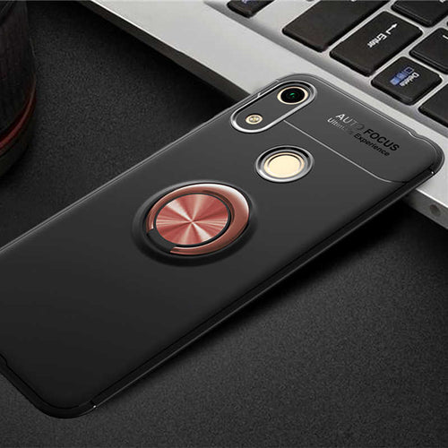 Huawei Y6S 2019 Kılıf Zore Ravel Silikon Kılıf - Siyah-Rose Gold