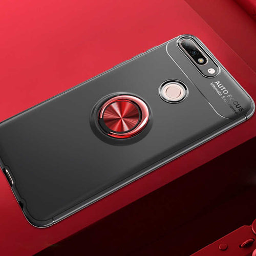 Huawei Y7 2018 Kılıf Zore Ravel Silikon Kılıf - Siyah-Kırmızı