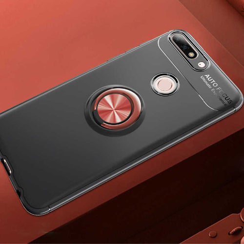 Huawei Y7 2018 Kılıf Zore Ravel Silikon Kılıf - Siyah-Rose Gold