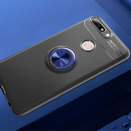 Huawei Y7 2018 Kılıf Zore Ravel Silikon Kılıf - Siyah-Mavi
