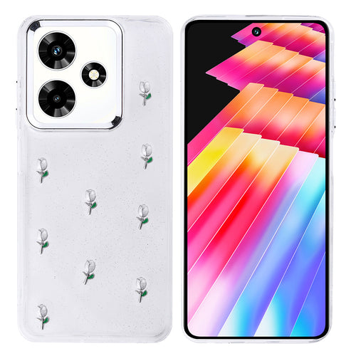 İnfinix Hot 30 Kılıf Airbag Tasarımlı Simli Şeffaf Zore Kutup Kılıf - Lale