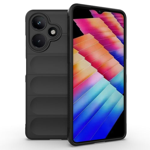 İnfinix Hot 30 Kılıf Esnek TPU Oyuklu Arka Yüzey Tasarımlı Zore Etnik Silikon Kılıf - Siyah