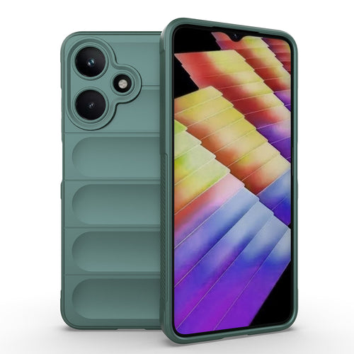 İnfinix Hot 30i Kılıf Esnek TPU Oyuklu Arka Yüzey Tasarımlı Zore Etnik Silikon Kılıf - Koyu Yeşil