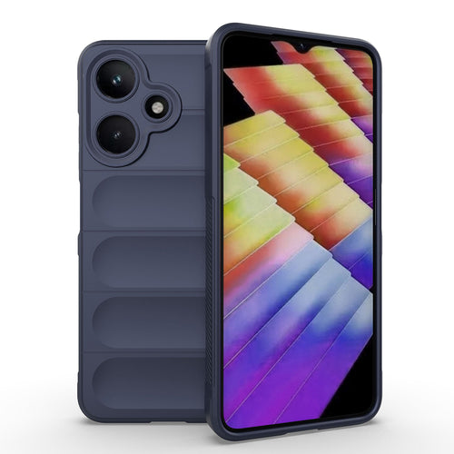 İnfinix Hot 30i Kılıf Esnek TPU Oyuklu Arka Yüzey Tasarımlı Zore Etnik Silikon Kılıf - Lacivert