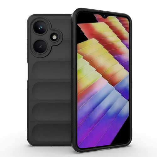 İnfinix Hot 30i Kılıf Esnek TPU Oyuklu Arka Yüzey Tasarımlı Zore Etnik Silikon Kılıf - Siyah