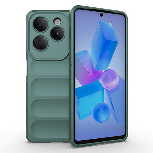 İnfinix Hot 40 Pro Kılıf Esnek TPU Oyuklu Arka Yüzey Tasarımlı Zore Etnik Silikon Kılıf - Koyu Yeşil