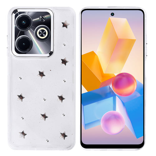 İnfinix Hot 40i Kılıf Airbag Tasarımlı Simli Şeffaf Zore Kutup Kılıf - Yıldız