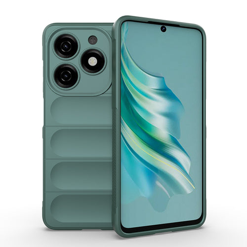 İnfinix Hot 40i Kılıf Esnek TPU Oyuklu Arka Yüzey Tasarımlı Zore Etnik Silikon Kılıf - Koyu Yeşil