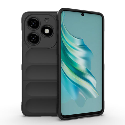 İnfinix Hot 40i Kılıf Esnek TPU Oyuklu Arka Yüzey Tasarımlı Zore Etnik Silikon Kılıf - Siyah
