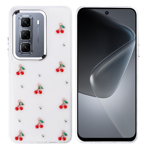 İnfinix Hot 50 4G Kılıf Airbag Tasarımlı Simli Şeffaf Zore Kutup Kılıf - Kiraz