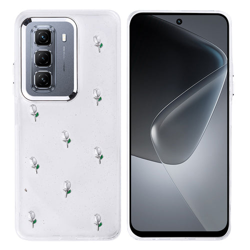 İnfinix Hot 50 4G Kılıf Airbag Tasarımlı Simli Şeffaf Zore Kutup Kılıf - Lale