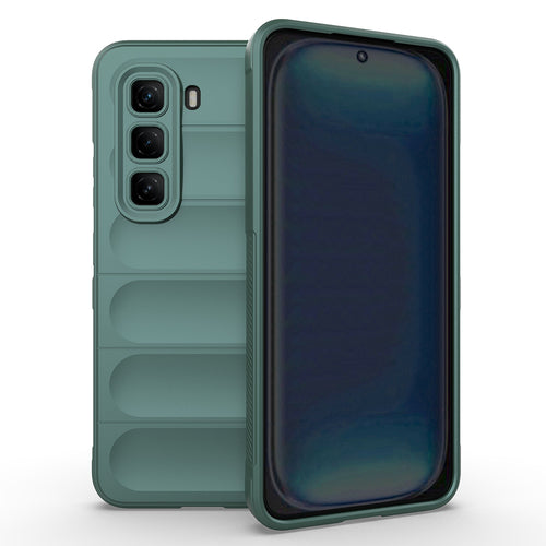 İnfinix Hot 50 4G Kılıf Esnek TPU Oyuklu Arka Yüzey Tasarımlı Zore Etnik Silikon Kılıf - Koyu Yeşil
