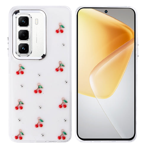 İnfinix Hot 50 Pro 4G Kılıf Airbag Tasarımlı Simli Şeffaf Zore Kutup Kılıf - Kiraz