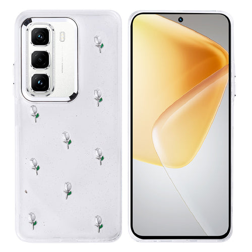 İnfinix Hot 50 Pro 4G Kılıf Airbag Tasarımlı Simli Şeffaf Zore Kutup Kılıf - Lale