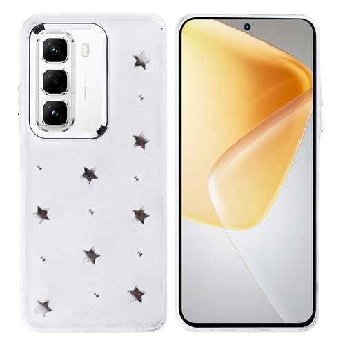 İnfinix Hot 50 Pro 4G Kılıf Airbag Tasarımlı Simli Şeffaf Zore Kutup Kılıf - Yıldız