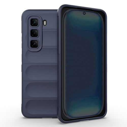 İnfinix Hot 50 Pro 4G Kılıf Esnek TPU Oyuklu Arka Yüzey Tasarımlı Zore Etnik Silikon Kılıf - Lacivert