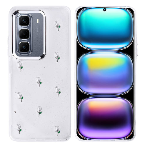 İnfinix Hot 50 Pro Plus 4G Kılıf Airbag Tasarımlı Simli Şeffaf Zore Kutup Kılıf - Lale