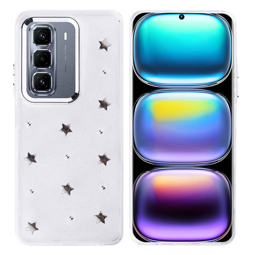 İnfinix Hot 50 Pro Plus 4G Kılıf Airbag Tasarımlı Simli Şeffaf Zore Kutup Kılıf - Yıldız