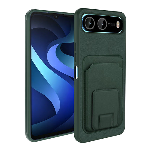 İnfinix Hot 60i 5G Kılıf Kartlıklı TPU Zore Bikart Kılıf - Koyu Yeşil